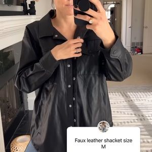 Faux leather shacket